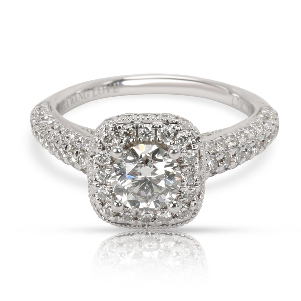 Vera Wang Love Collection Halo Diamond Engagement Ring in 18K White Gold 1.7 CTW